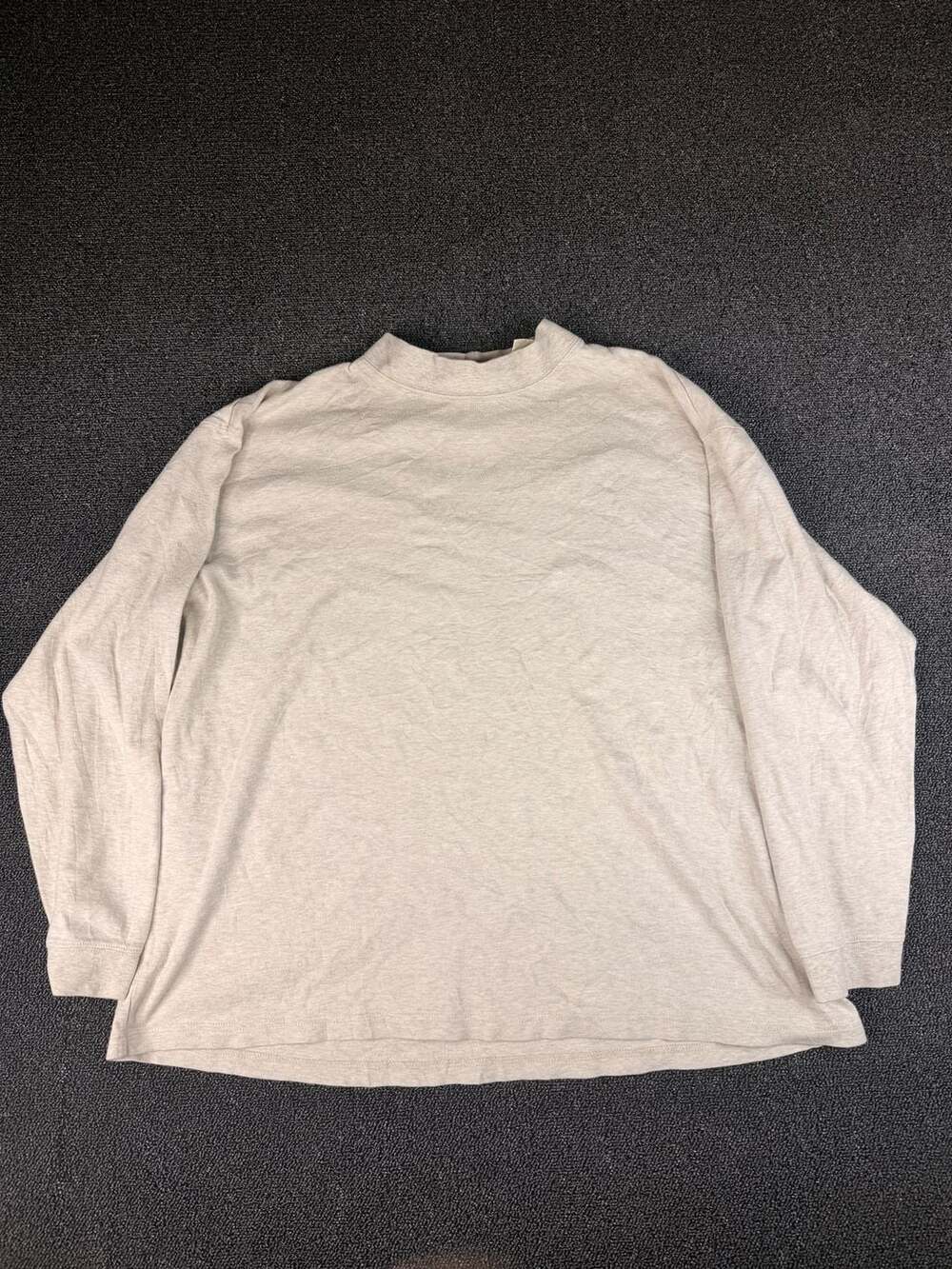 St John's Bay Mock Neck Long Sleeve T-Shirt Size XL Beige Cotton